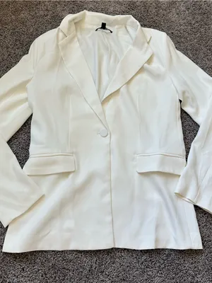 Women's Cream Single-Button Blazer Jacket thumbnail 3