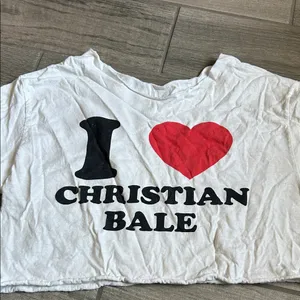 I heart Christian bale cut crop top thumbnail 2