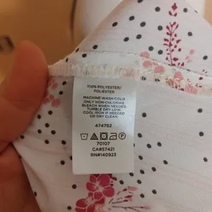 LOFT Size Medium M Sheer Floral Polka Dot Light Pink Blouse Flowy kawaii Cute thumbnail 10