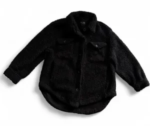 Love Tree Black Cozy Fuzzy Sherpa Fleece Shacket (L) thumbnail 1