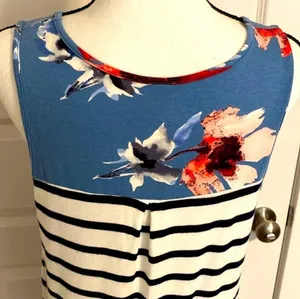 Twenty ten|| Blue floral/ black and white striped buttery soft tank top thumbnail 5