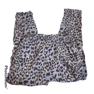 Alya Leopard Print Jogger Pants Grey Black Elastic Waist‎ Women Small thumbnail 1