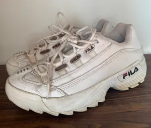 Y2K Vintage Fila 2002 Womens White Chunky Leather Lace up Sneaker sz 7 90s thumbnail 1