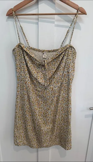 Billabong Yellow and White Floral Cowl Mini Dress thumbnail 1