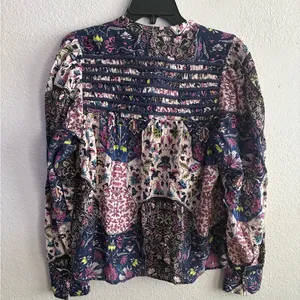 Maria cher Floral Button Down Long Sleeve Blouse Multicolor L (#04098) thumbnail 5