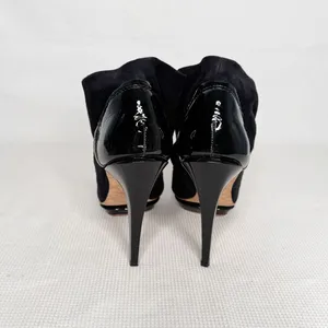 L.A.M.B. Gwen Stefani Black Suede Slouchy Ruched Ankle Bootie Platform SZ 5.5 thumbnail 4