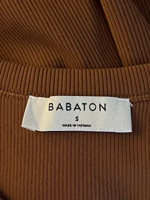 Womens small Babaton Aritzia Sculpt Brown Ribbed Tank Dress Bodycon Racerback thumbnail 5