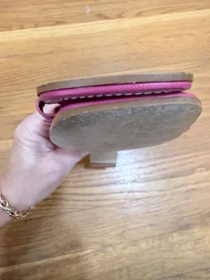 Etienne Aigner Y2K Coquette Barbiecore Bright Pink Leather Slide Open Square Toe Sz 7 US thumbnail 10