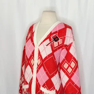 HARLEY QUINN Argyle Cardigan Sweater DC Comics Harlequin Batman Joker Small thumbnail 6