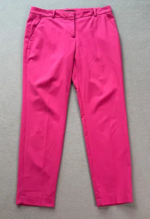ZARA BASIC Womens Pink Tailored Trousers Cropped Ankle Length Size M Classic thumbnail 1