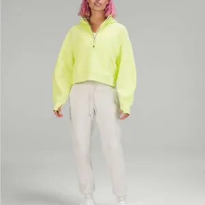 Lululemon Scuba Oversized Half Zip‎ Hoodie Electric Lemon Womens Size XL / XXL thumbnail 2