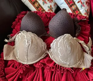 Calvin Klein Two-Pack Bras in Brown Leopard and Beige Lace pre loved 34 C thumbnail 1