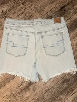 American Eagle Outfitters Light Blue Frayed Hem Denim Shorts thumbnail 2