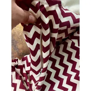 New! NWT Altar’d State Cream Burgundy Chevron Short Sleeve Dress Medium thumbnail 8