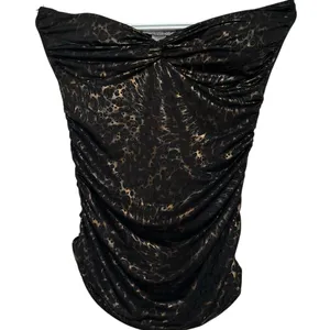 Cristina Women's‎ Black Gold Silky Strapless Ruched Padded Bra Top Size Large thumbnail 1