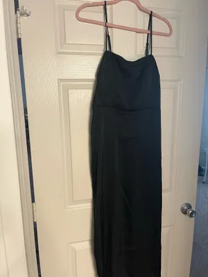 A New Day NWT Target Black Crepe Maxi Dress | Double Side Slit | Flowy Minimalist Evening Dress thumbnail 2