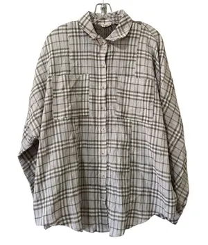 Hem & Thread Women Size M/L Button Down Tunic Top Embroidered Back Long Sleeve‎ thumbnail 1