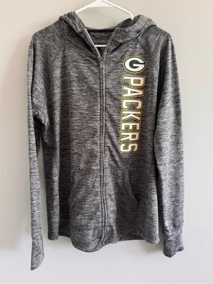 NFL Green Bay Packers Women's Large Gray‎ Full Zip Hoodie Jacket L thumbnail 1