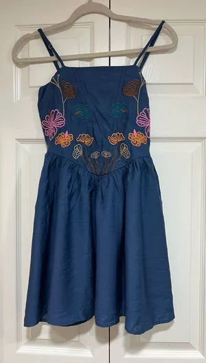 Fabrik Dress cornflower blue embroidered mini dress‎ size small thumbnail 1