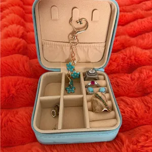 Light blue compact travel jewelry box thumbnail 10