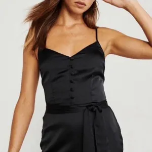 Abercrombie & Fitch Jumpsuit XS Black Satin Button Front thumbnail 1