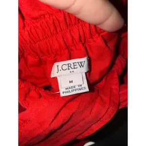 J.Crew Red Linen Cotton Apron Dress M Pockets Tie Open back J0982 Picnic Preppy thumbnail 6