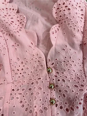 CoMMENSE Cotton Sleeveless Embroidered Eyelet Dress with Deep V Neck Small NWT thumbnail 4
