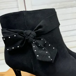Torrid Studded Side Bow Ankle Boots Booties‎ Black Microfiber 9.5W thumbnail 9