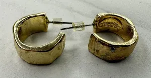 Chico's Hammered Metal Gold Tone Hoop Earrings ✨ thumbnail 1