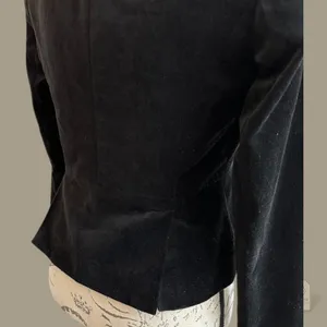 Black Cotton Velvet Blazer Women's Size 0 | Fitted Button Front thumbnail 4