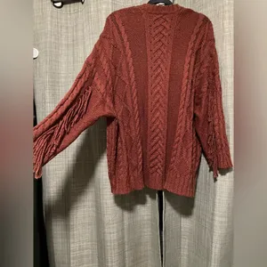 American Eagle Cozy Cable Knit cardigan in Rust thumbnail 2