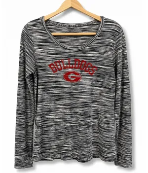 Georgia Bulldogs Space Dye Long Sleeve Tee NCAA Black Gray Red Graphic‎ Womens L thumbnail 1