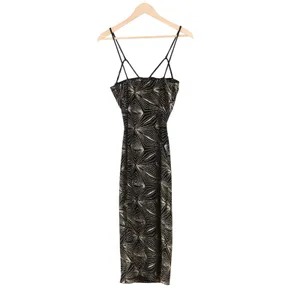 Codigo Black Gold Glitter Sunburst Multi Strap Bodycon Midi Dress Large thumbnail 6