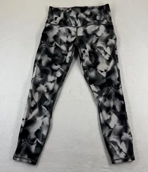 Lululemon High Rise Mesh Panel Leggings Abstract Black White Grey Size 10‎ thumbnail 1