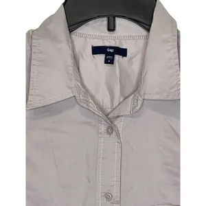 Gap Women's Shirt Button Up Collared Long Sleeve Top‎ Pocket Gray Size Small thumbnail 2