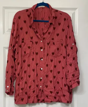 Just Living Red Heart Button Down Shirt thumbnail 1