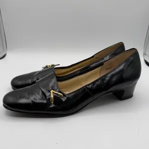 Vintage Naturalizer Funster Black Leather Loafer Heels Women’s 8.5AA Narrow thumbnail 3
