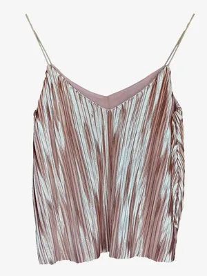 Anthropologie 4SI3NNA Metallic Pleated Lined Camisole Top Sz S‎ thumbnail 6