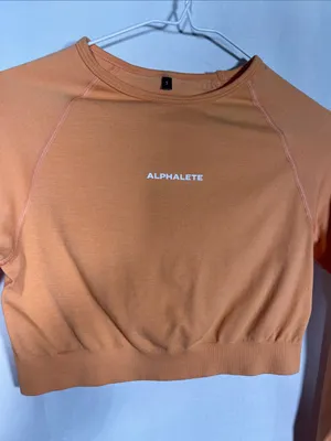 Alphalete Womens Orange Athletic Amplify Crop Top Long Sleeve Small thumbnail 2