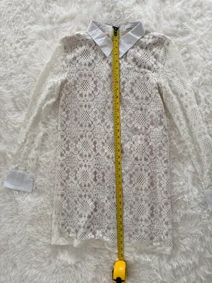 English Factory White Floral Lace Long Sleeve Mini Dress with Collar Size S thumbnail 5