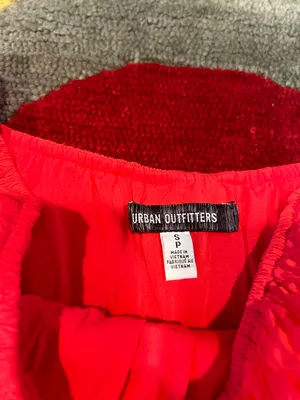 Urban Outfitters Red Off The Shoulder Asymmetrical Western Short Mini Dress S thumbnail 2