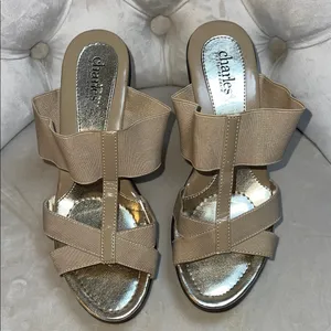 Charles‎ by Charles David Beige Wedge Sandals Size 7.5 thumbnail 4