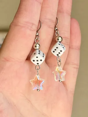 Handmade dice & star grunge funky y2k style dangle earrings 🎲⭐️ thumbnail 5