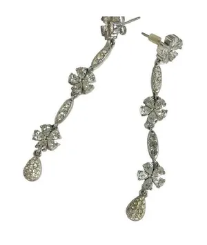 Longleaf Sparkle Floral Formal Dangle Earrings‎ Stoned Silver thumbnail 1
