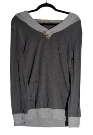 Bebonnie Two-Tone Button Detail Hoodie, Medium thumbnail 1