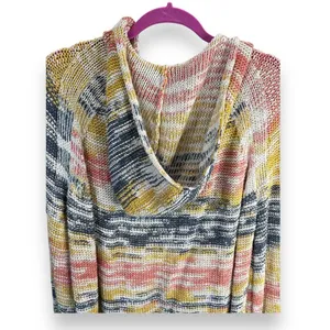 Free People Boho Rope Tie Side Hooded Tunic Sweater Oversized‎ Size S thumbnail 4