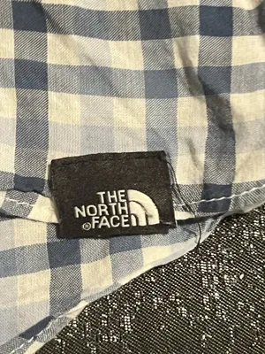 Womens lg The North Face Plaid Long Sleeve Button Down Shirt-blue/white/gray. thumbnail 7