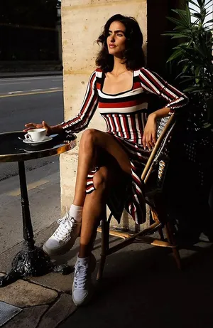 NWT Anthropologie Maeve Striped Sweater Midi Dress Size XS thumbnail 1