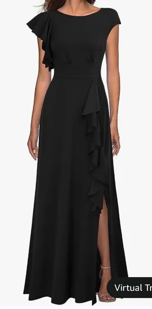 WOOSEA Womens Black High Split Ruffle Bodycon Evening Gown Dress Size S NWT thumbnail 1