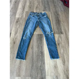 Levi’s Womens Curvy Skinny Jeans Size 29 Distressed Raw Hem Stretch Blue Denim thumbnail 6